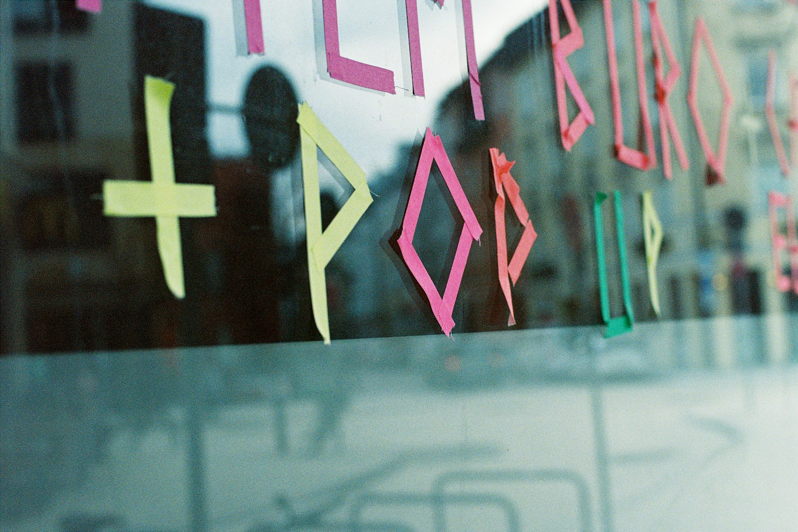 a close up of a window with some writing on it